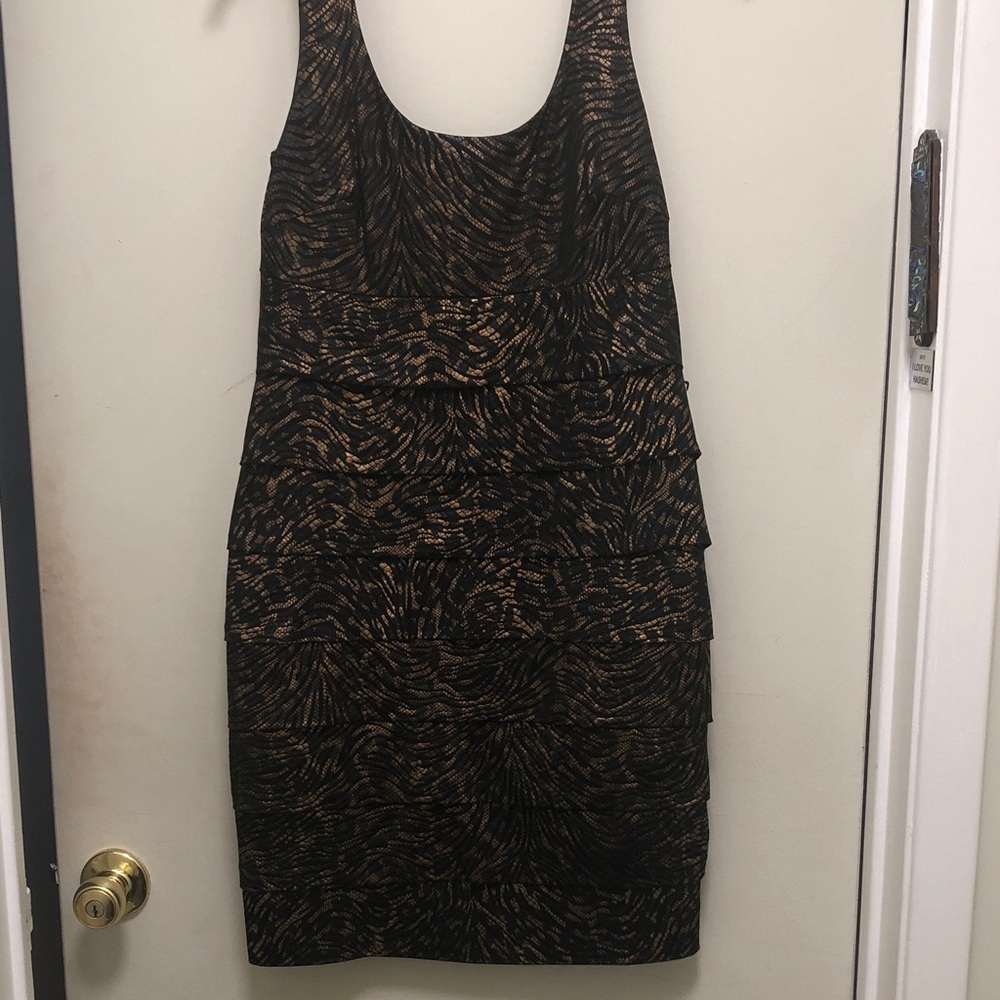 Chic Black and Gold Mini Dress